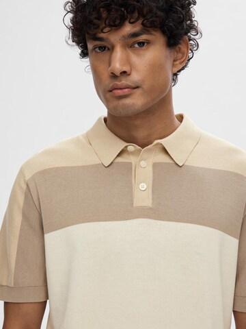 SELECTED HOMME Poloshirt 'MATTIS' in Beige