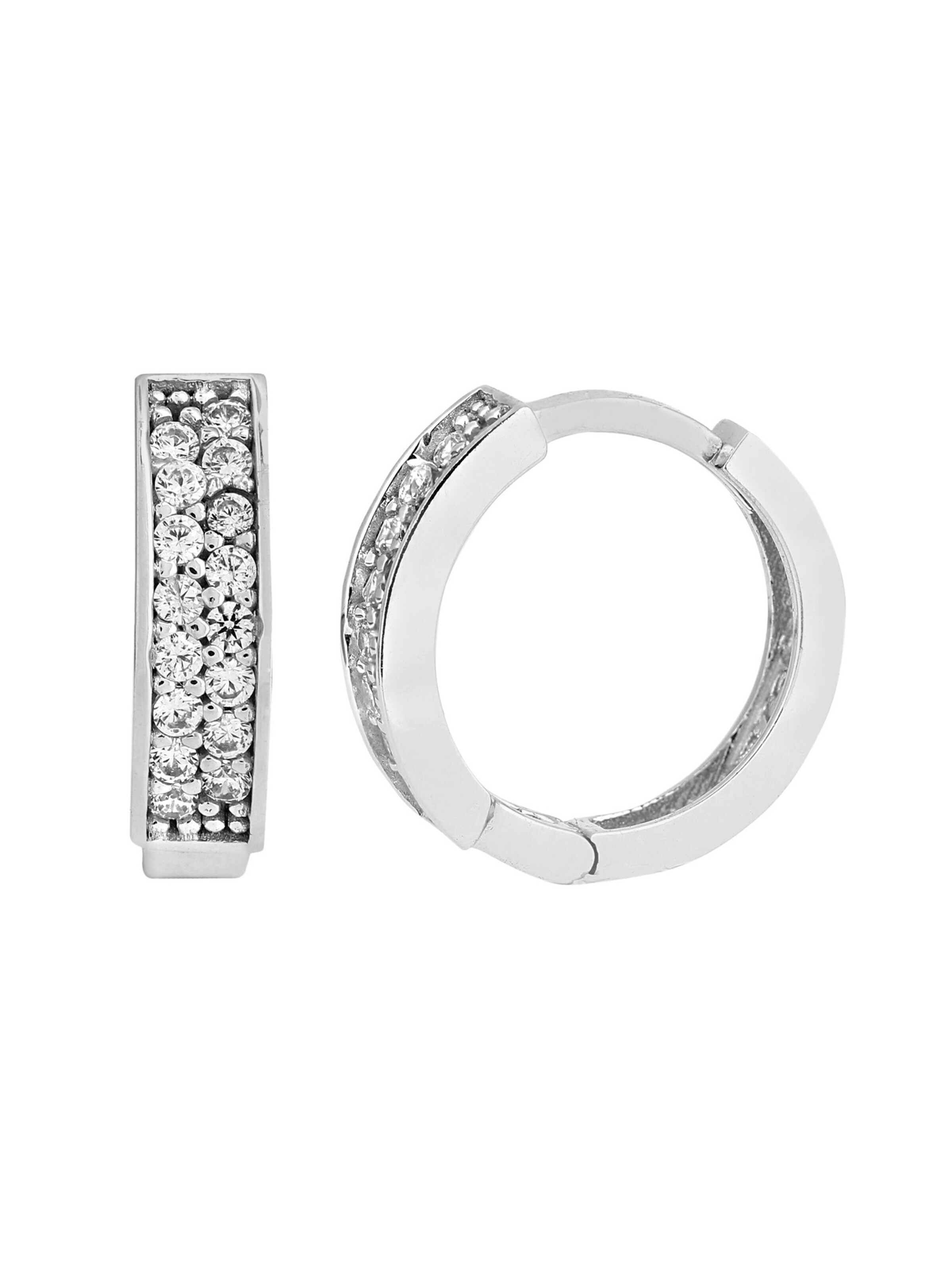 Boucles d'oreilles 'Creolen aus 375 Weißgold mit Zirkonia' DIAMANT LETERNEL en argent