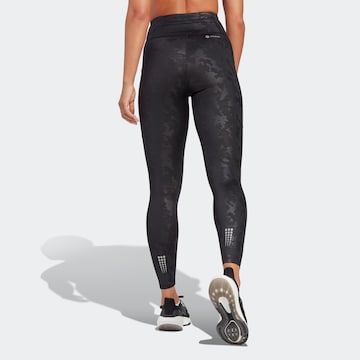 ADIDAS PERFORMANCE Skinny Workout Pants 'Dailyrun Embossed Camo' in Black