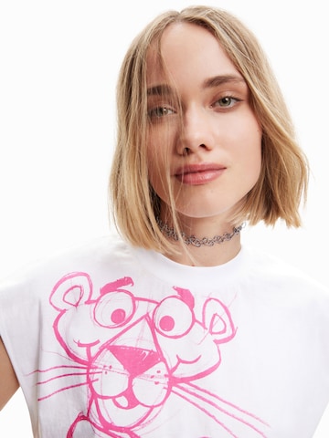 balta Desigual Marškinėliai 'Pink Panther'