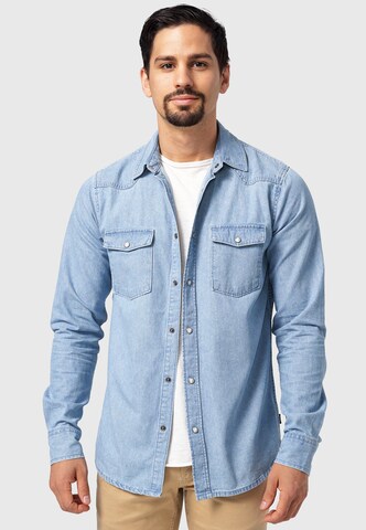 INDICODE JEANS Regular fit Button Up Shirt in Blue: front