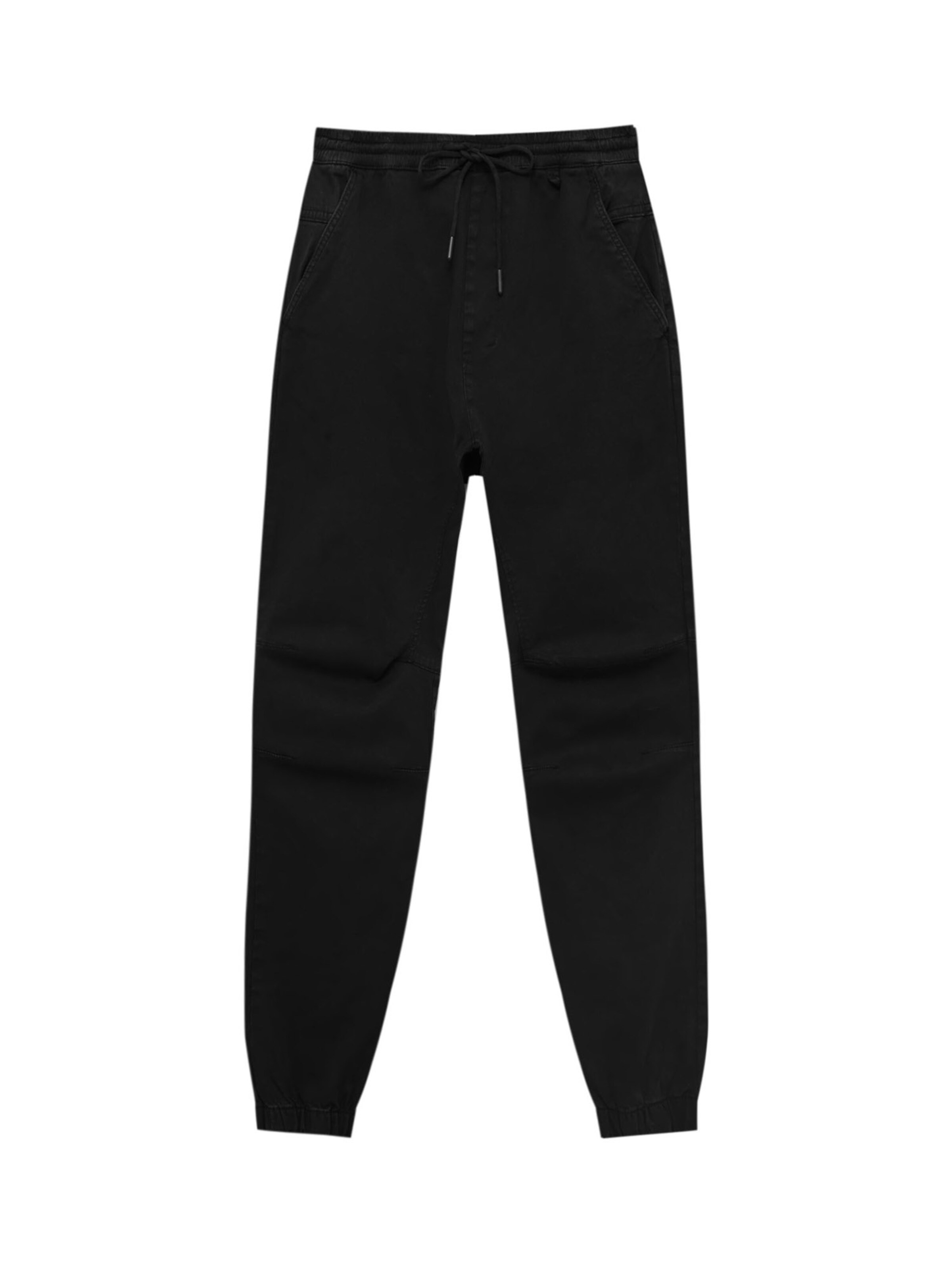 Pull&Bear Tapered Broek in Zwart: voorkant