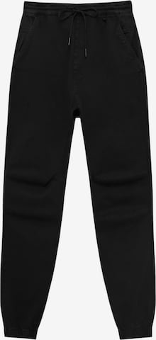 Pull&Bear Tapered Pants in Black: front