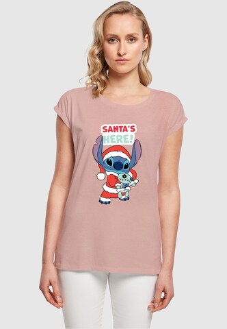 ABSOLUTE CULT Shirt 'Lilo And Stitch - Santa Is Here' in Pink: front