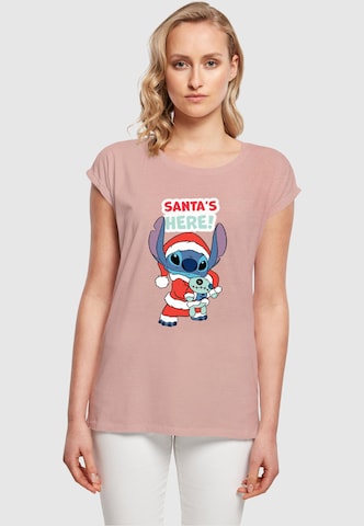 T-shirt 'Lilo And Stitch - Santa Is Here' ABSOLUTE CULT en rose : devant