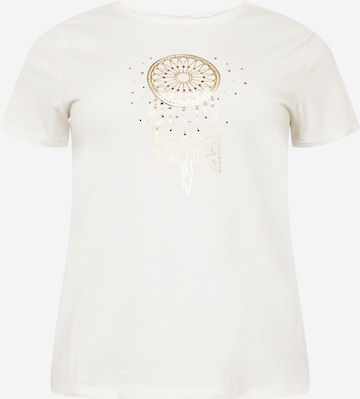 ONLY Carmakoma Тениска 'FEATHER' в бяло: отпред