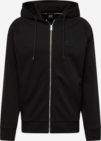 BOSS Zip-Up Hoodie 'Steele' in Black: front