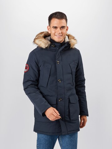 Coupe regular Parka d’hiver 'Everest' Superdry en bleu : devant