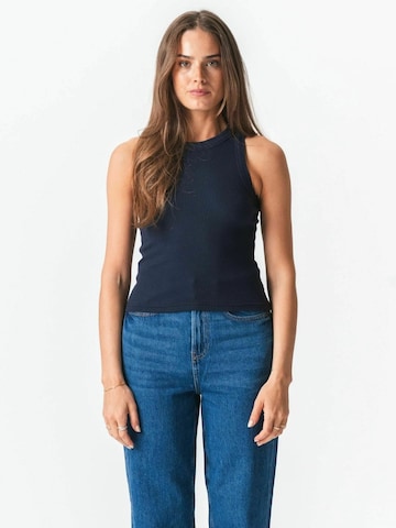 TEESHOPPEN Top ' Ribbed ' in Blau: Vorderseite