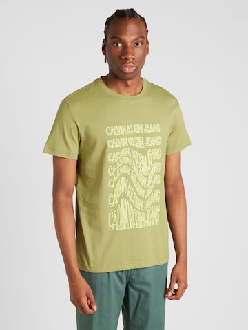 Calvin Klein Jeans Normalny krój Koszulka w kolorze zielony: przód
