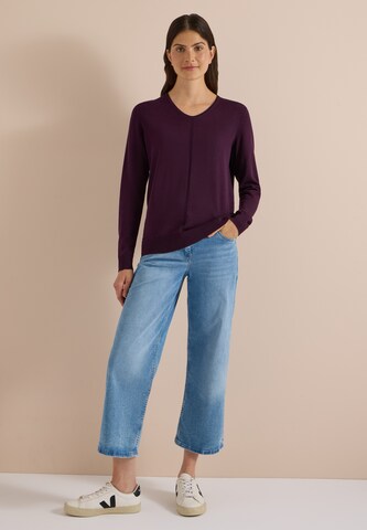 CECIL Basic Pullover mit V-Neck in Unifarbe in Rot