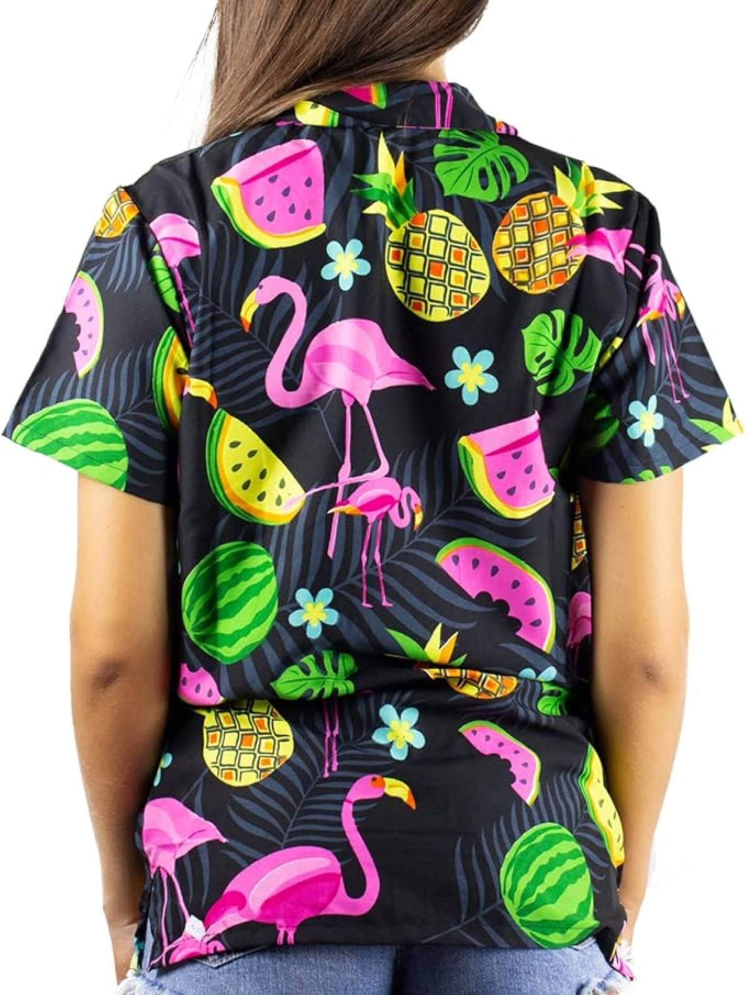 King Kameha Blouse 'Flamingo Melone' in Zwart