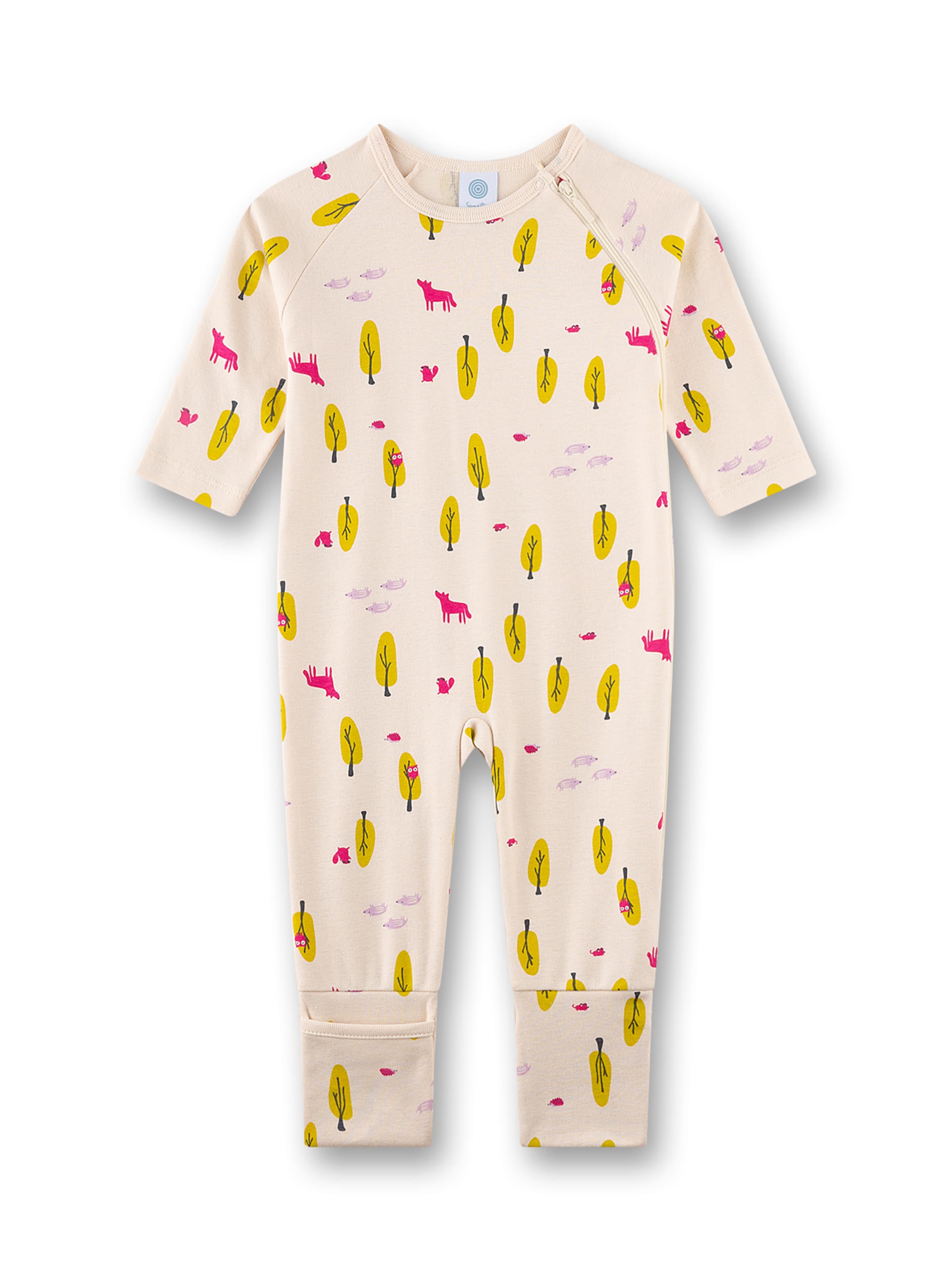 Tutina / body per bambino 'Waldtiere' di Sanetta in beige: frontale