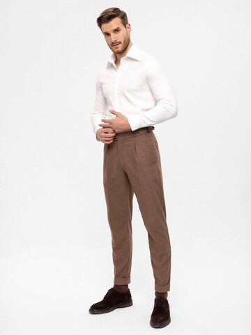 Regular Pantalon à plis Antioch en marron