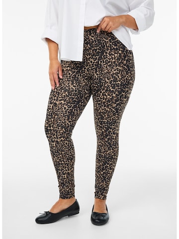 Zizzi Skinny Leggings in Brown: front