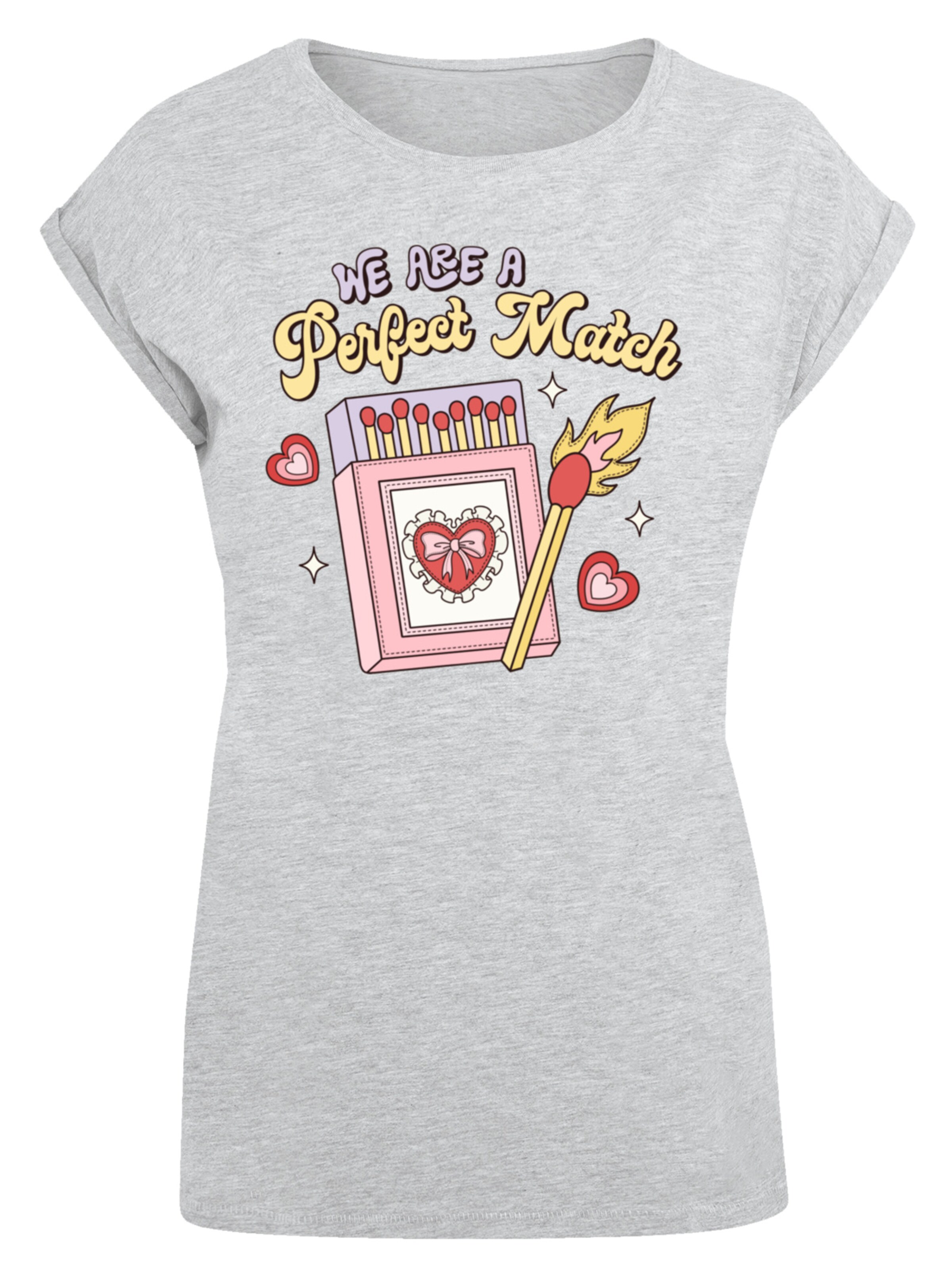 F4NT4STIC T-Shirt 'We Are A Perfect Match Love' in Grau: Vorderseite