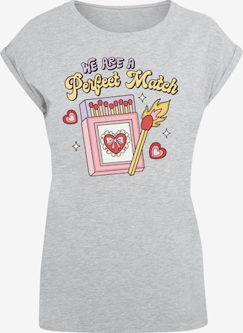 F4NT4STIC T-Shirt 'We Are A Perfect Match Love' in Grau: Vorderseite