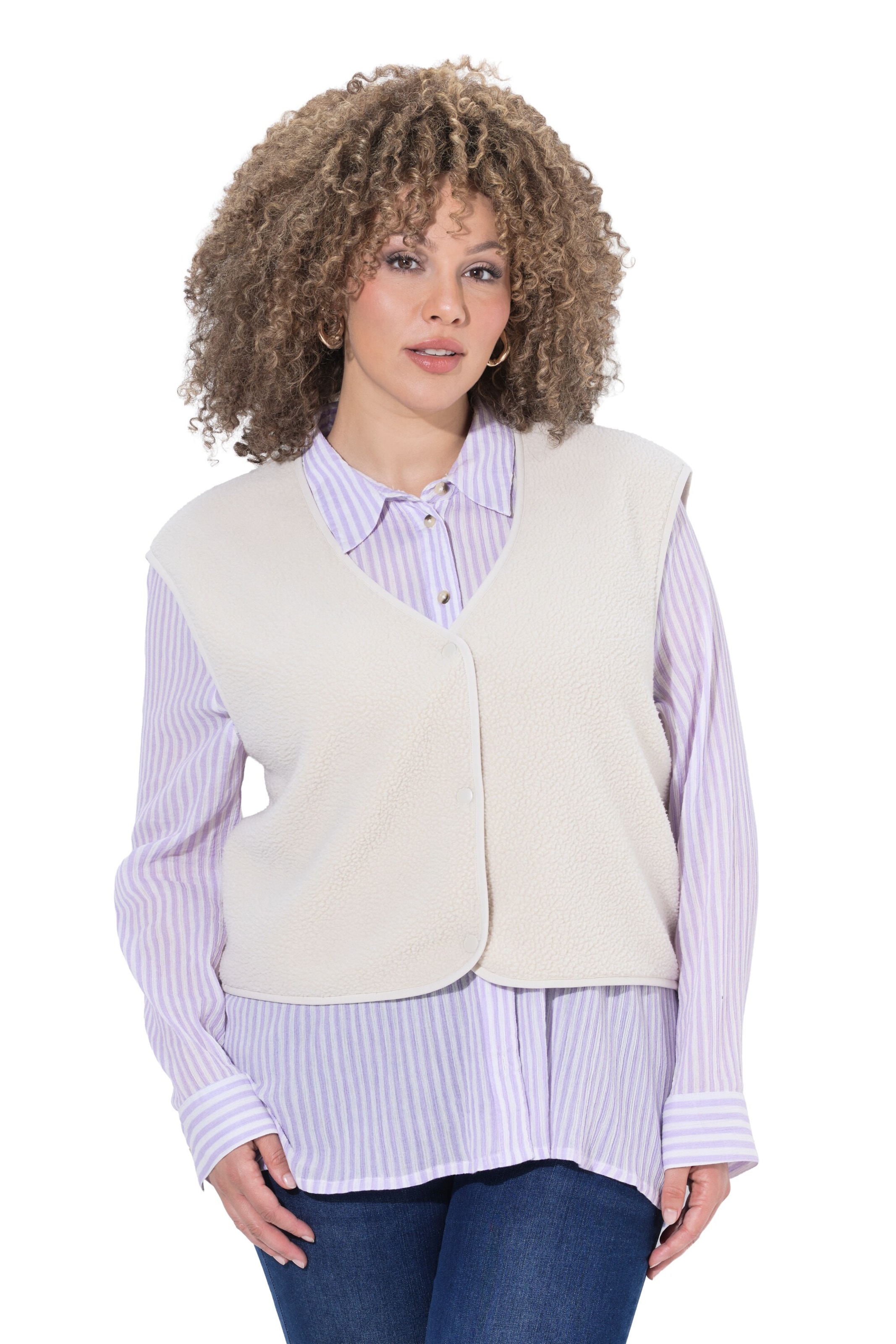 Ulla Popken Vest in Beige: front