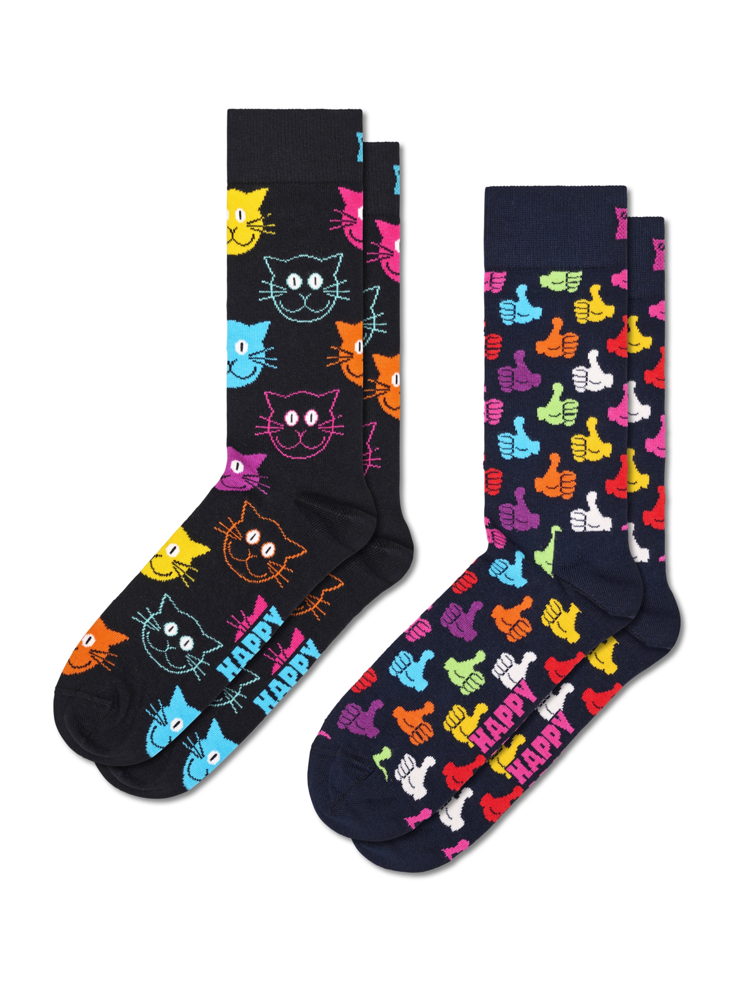Happy Socks Sokker '2-Pack Cat Socks' i sort: forside