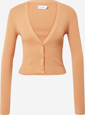 Calvin Klein Knit Cardigan in Orange: front