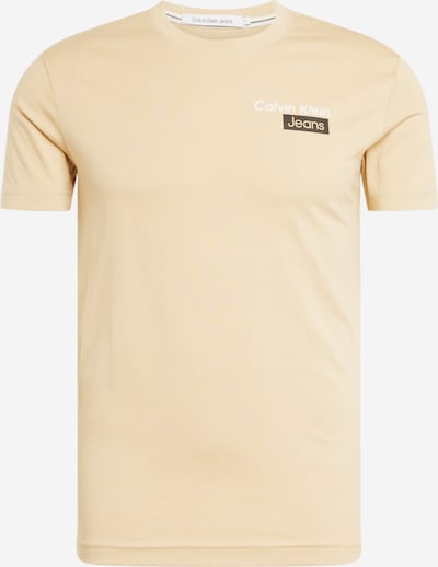 Calvin Klein Jeans T-Shirt 'STACKED BOX' en beige / brun foncé / blanc, Vue avec produit