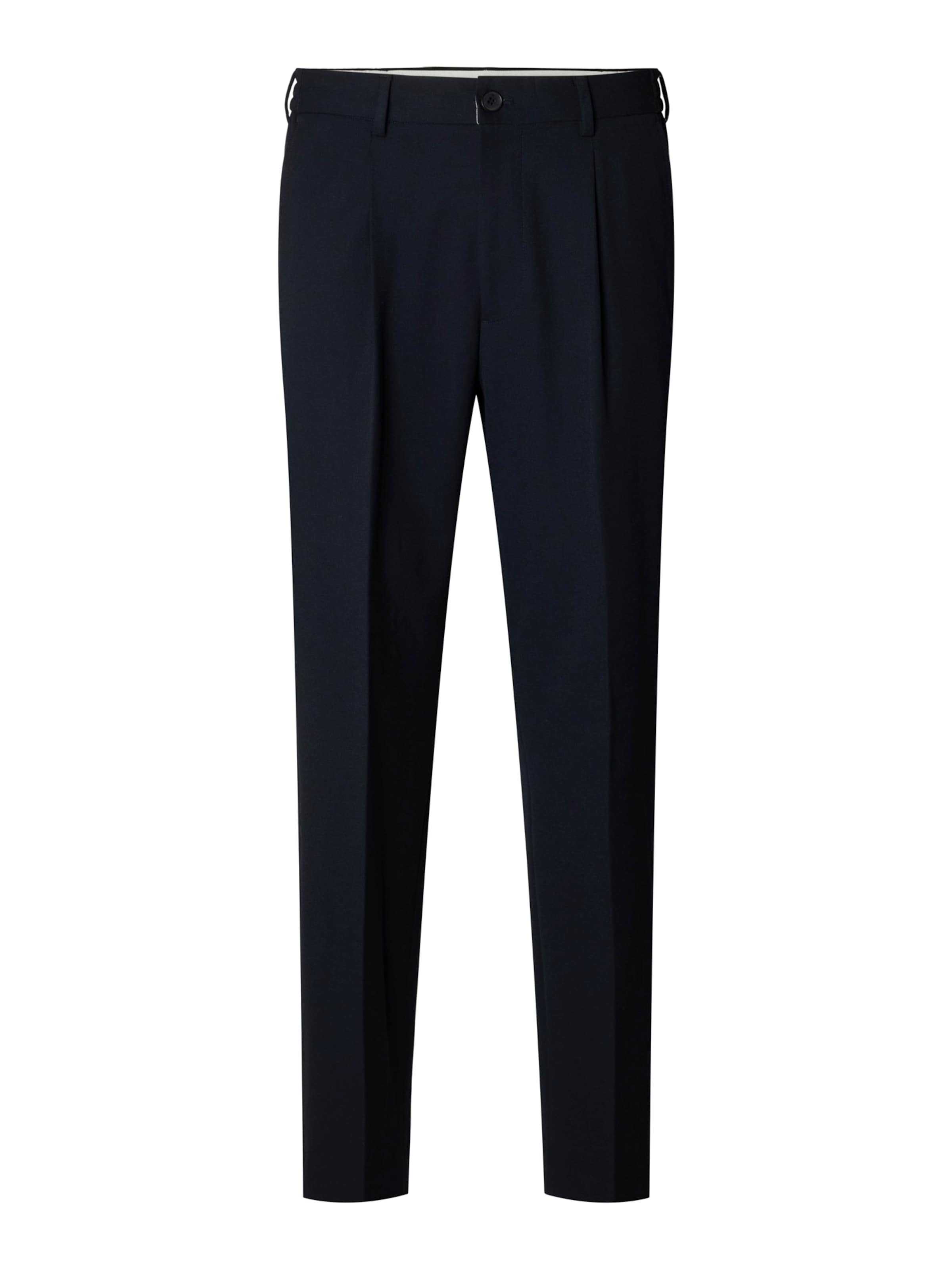 SELECTED Regular Bandplooibroek 'FINN' in Blauw: voorkant