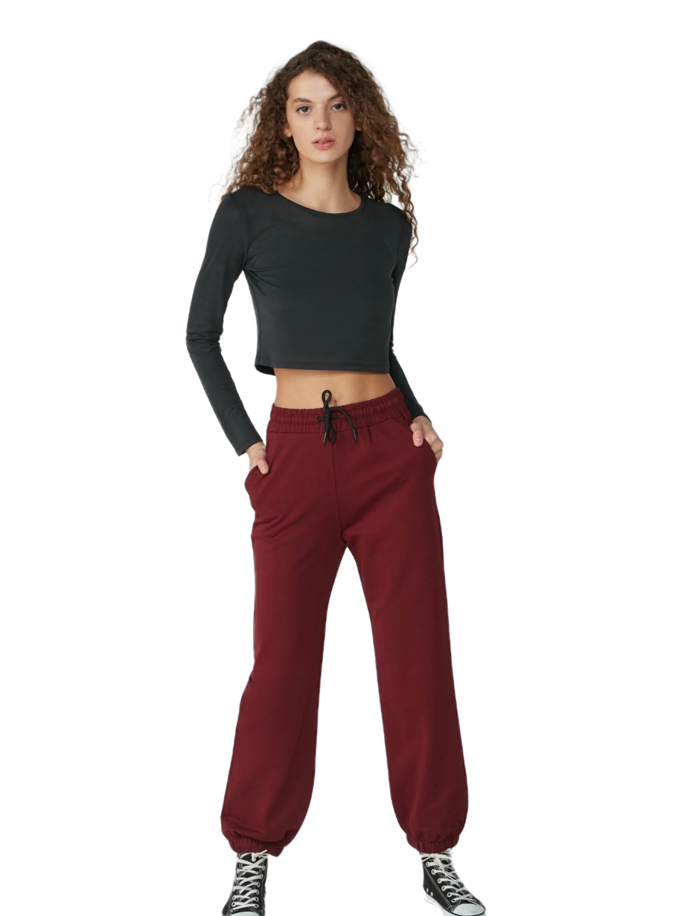 C&City Tapered Broek in Rood: voorkant