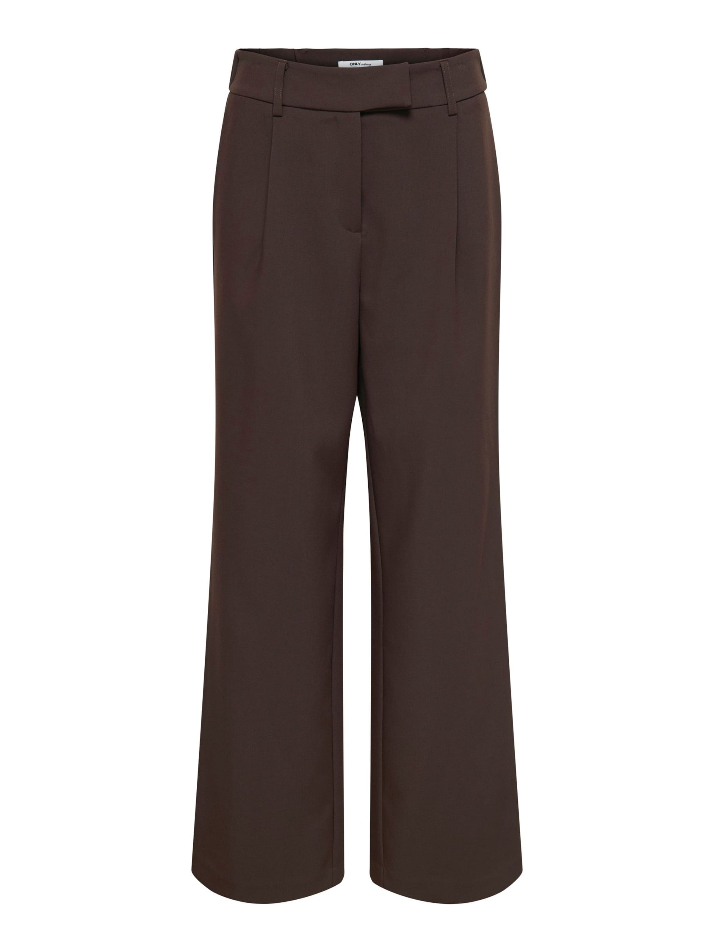ONLY Regular Pleat-Front Pants 'ONLLinda-Raven' in Brown: front