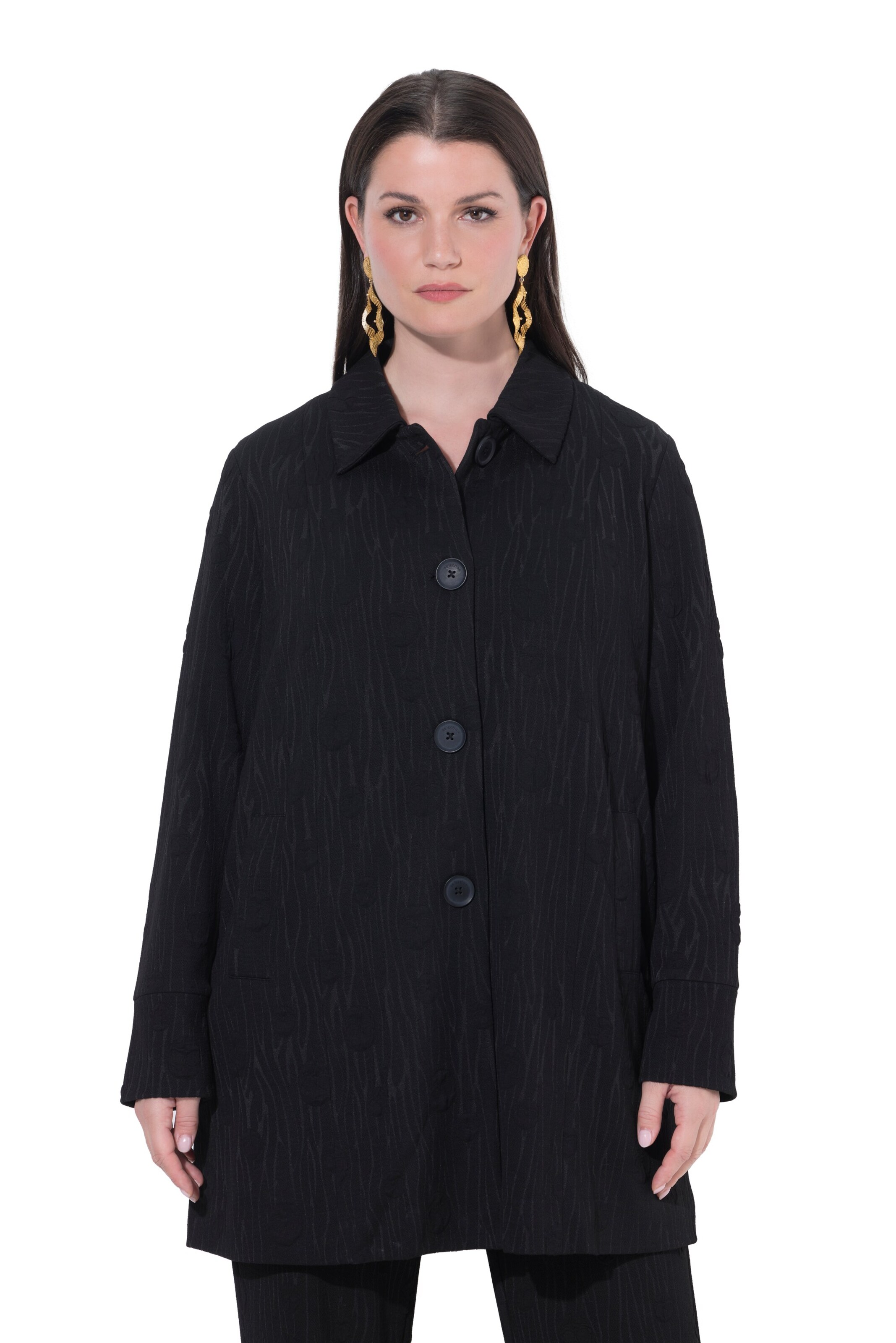 Ulla Popken Between-Season Jacket in Black: front