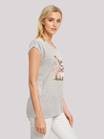 F4NT4STIC Shirt 'Niedlicher Osterhase mit Blumen' in Grijs