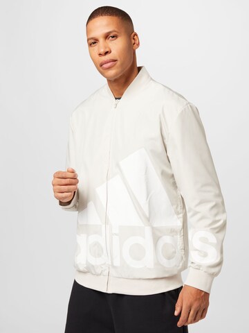 ADIDAS SPORTSWEAR Athletic Jacket 'Aeroready Essentials Giant Logo ' in Beige: front