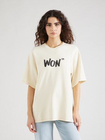 T-shirt Won Hundred en beige : devant