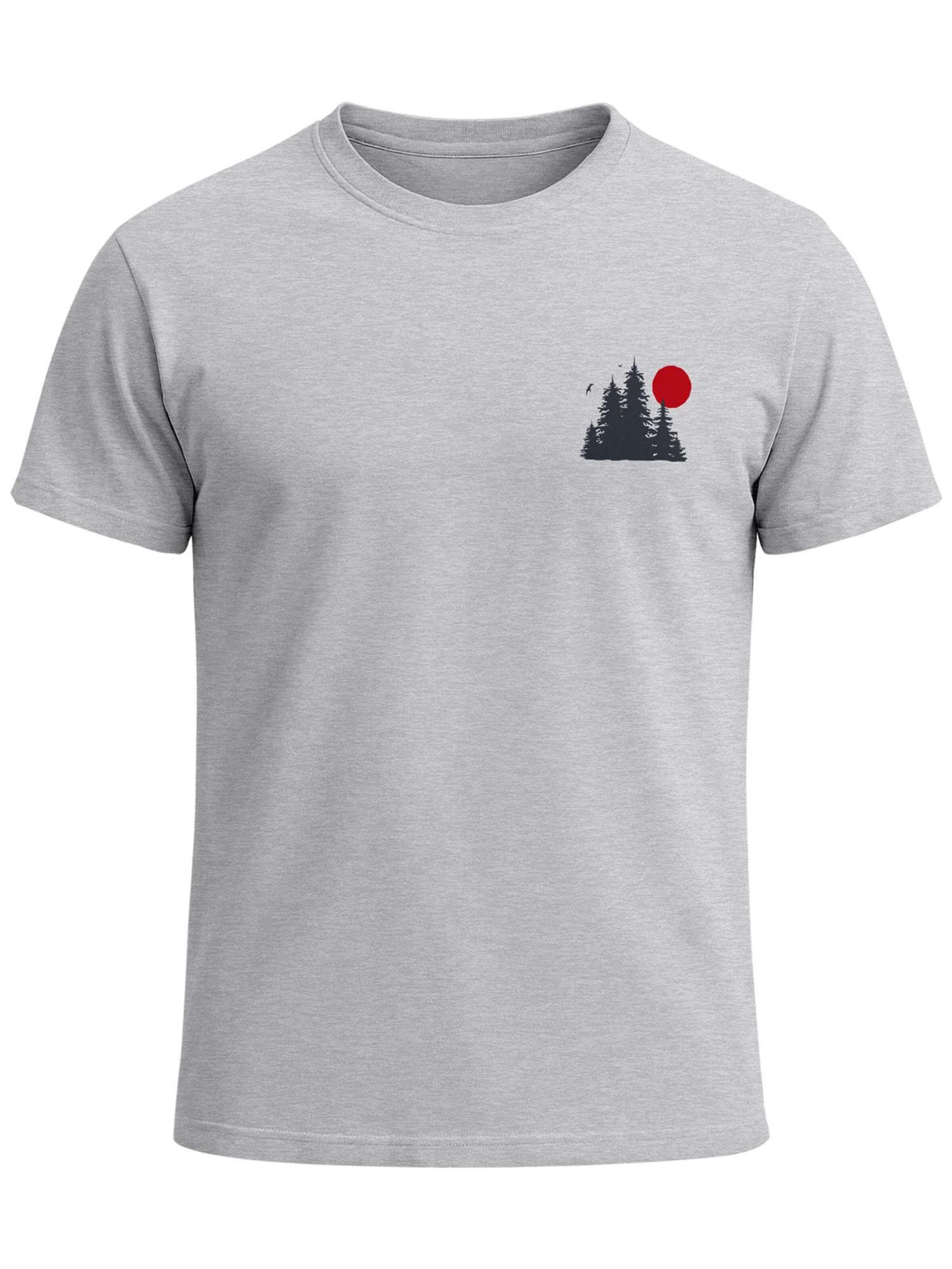Neverless Shirt 'Waldkette Badge' in Grey: front