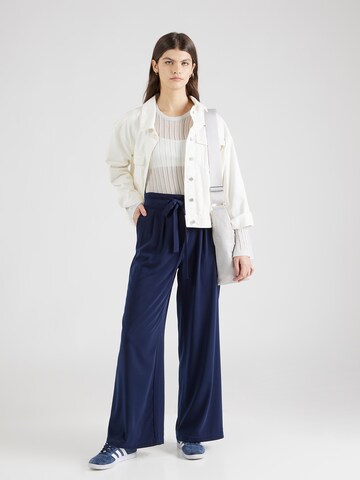 VILA Wide leg Bandplooibroek 'Elin' in Blauw