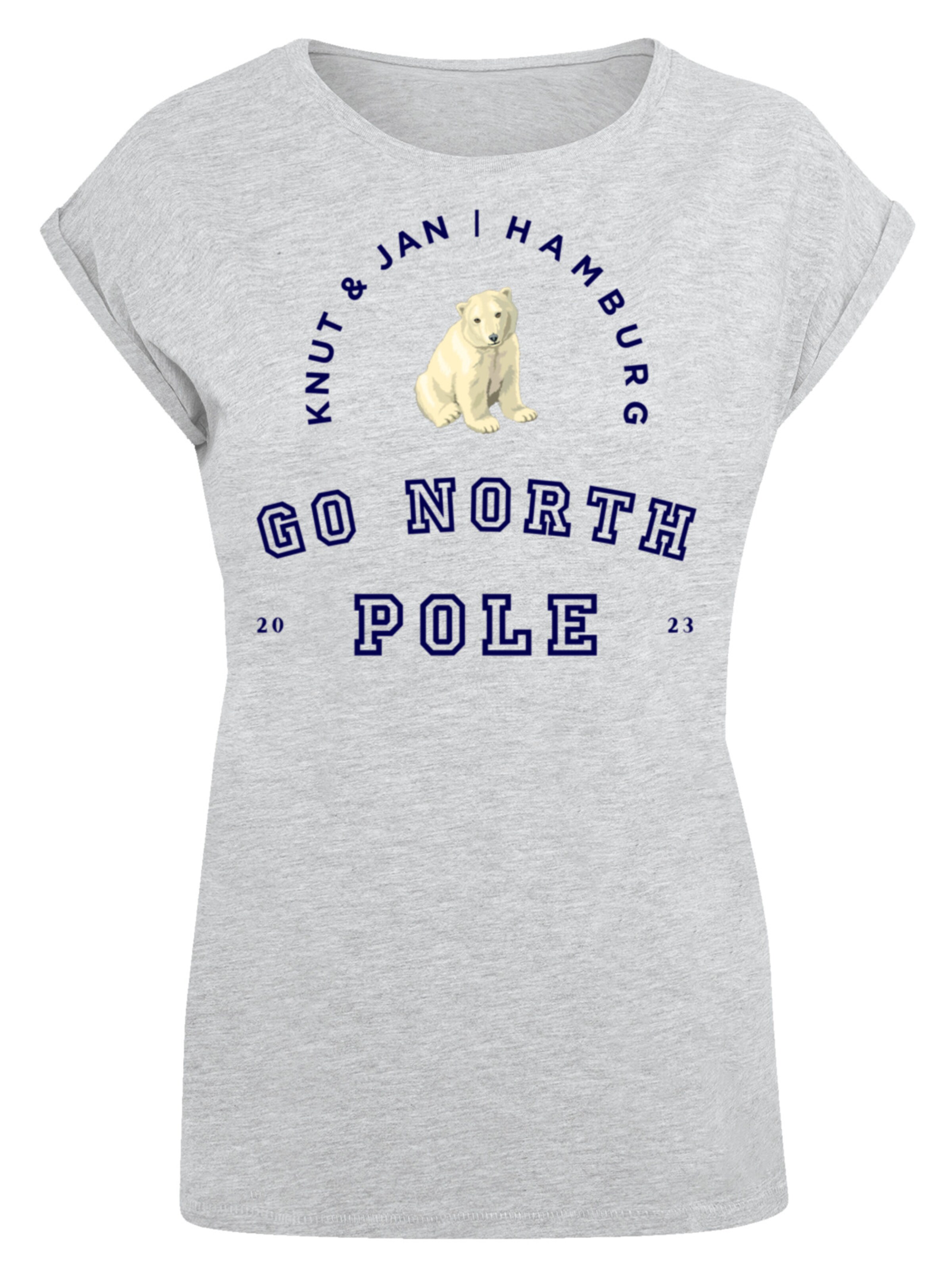 F4NT4STIC T-Shirt 'Eisbär Knut & Jan Hamburg' in Grau: Vorderseite