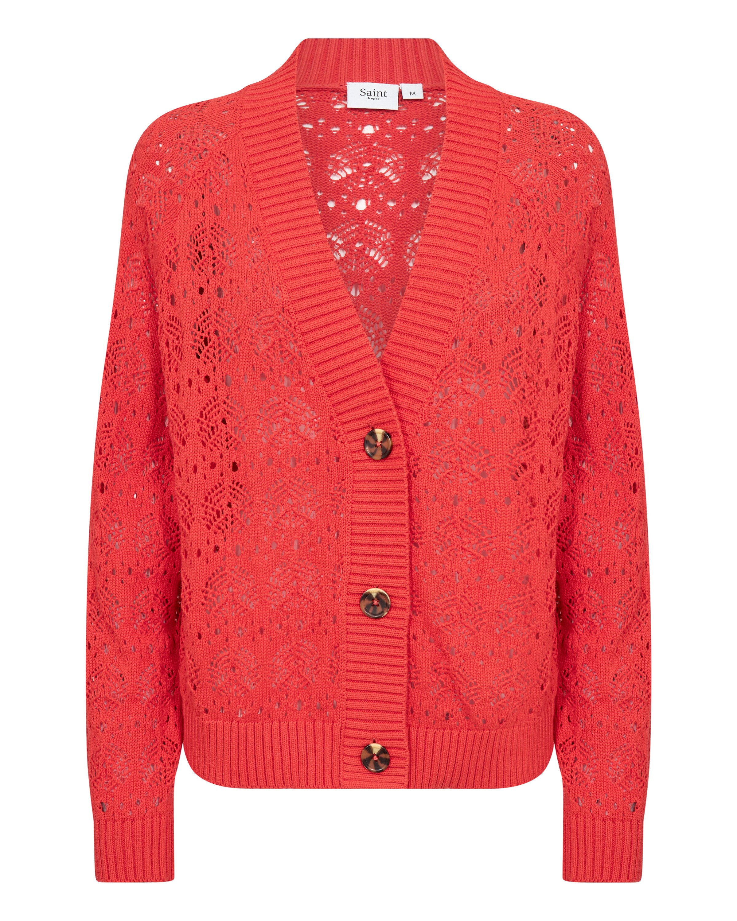 SAINT TROPEZ Knit Cardigan 'Juna' in Red: front