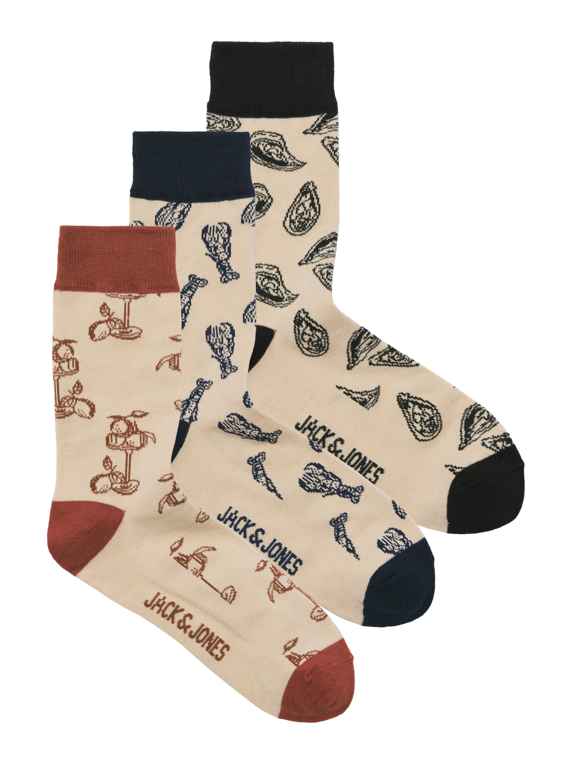 Kojinės iš JACK & JONES, spalva – smėlio spalva / tamsiai mėlyna / rusva / juoda, Prekių apžvalga
