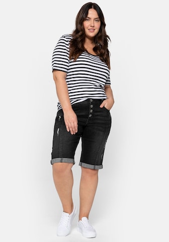 SHEEGO Slimfit Jeans in Zwart