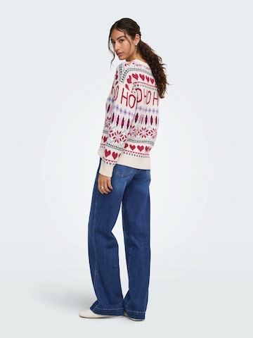 ONLY - Jersey 'ONLXmas HO' en beige