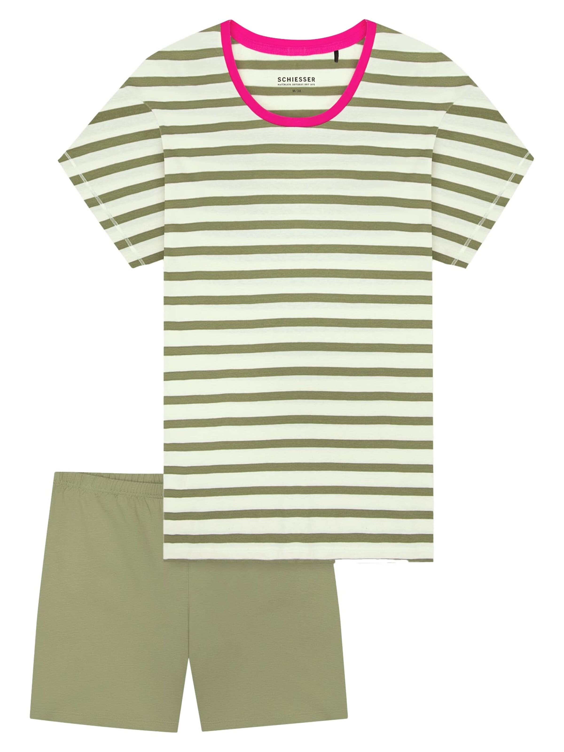SCHIESSER Pyjama 'Casual Essentials' in Grün: Vorderseite