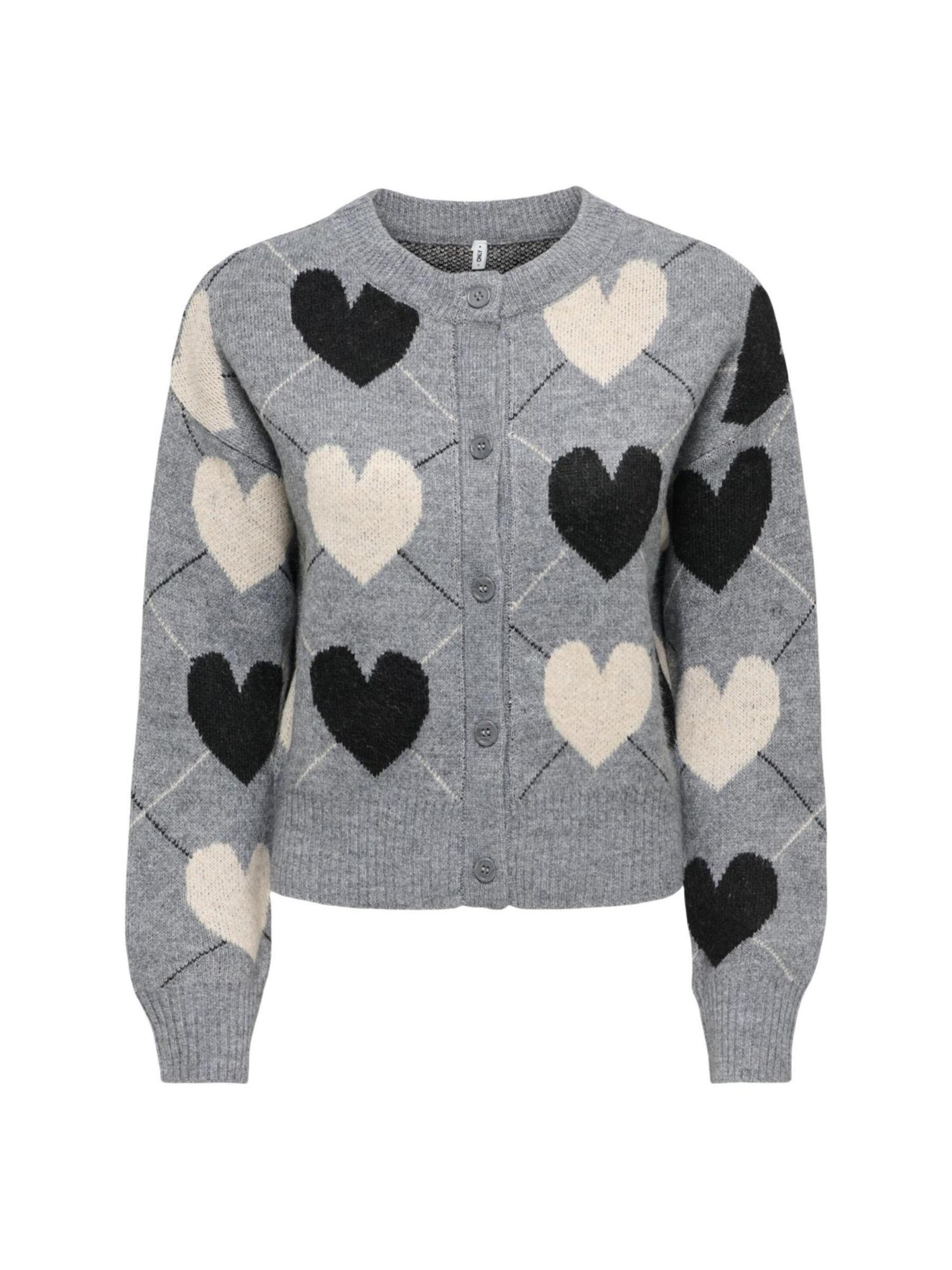 ONLY Gebreid vest 'Onlritu Ls O-Neck Jaq Cardigan Knt 15384843' in Grijs: voorkant