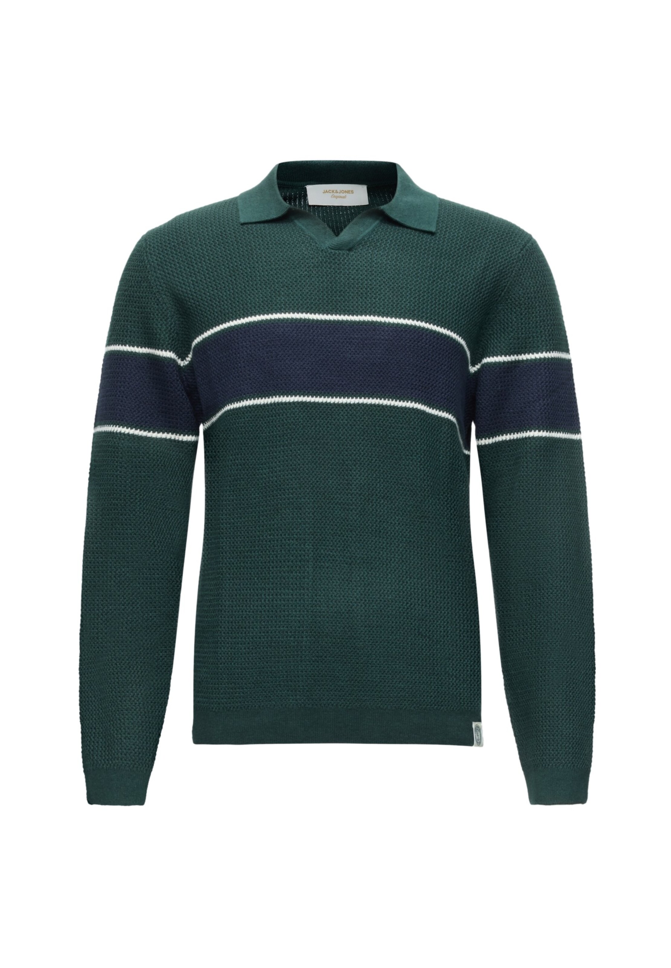 Pulover 'JORFREDERIKSBERG' pe S JACK & JONES pe bleumarin / verde închis / alb, Vizualizare produs
