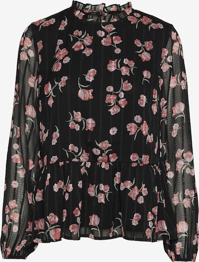 VERO MODA Bluse 'ROSEY' i lysegrøn / lyserød / lys pink / sort, Produktvisning