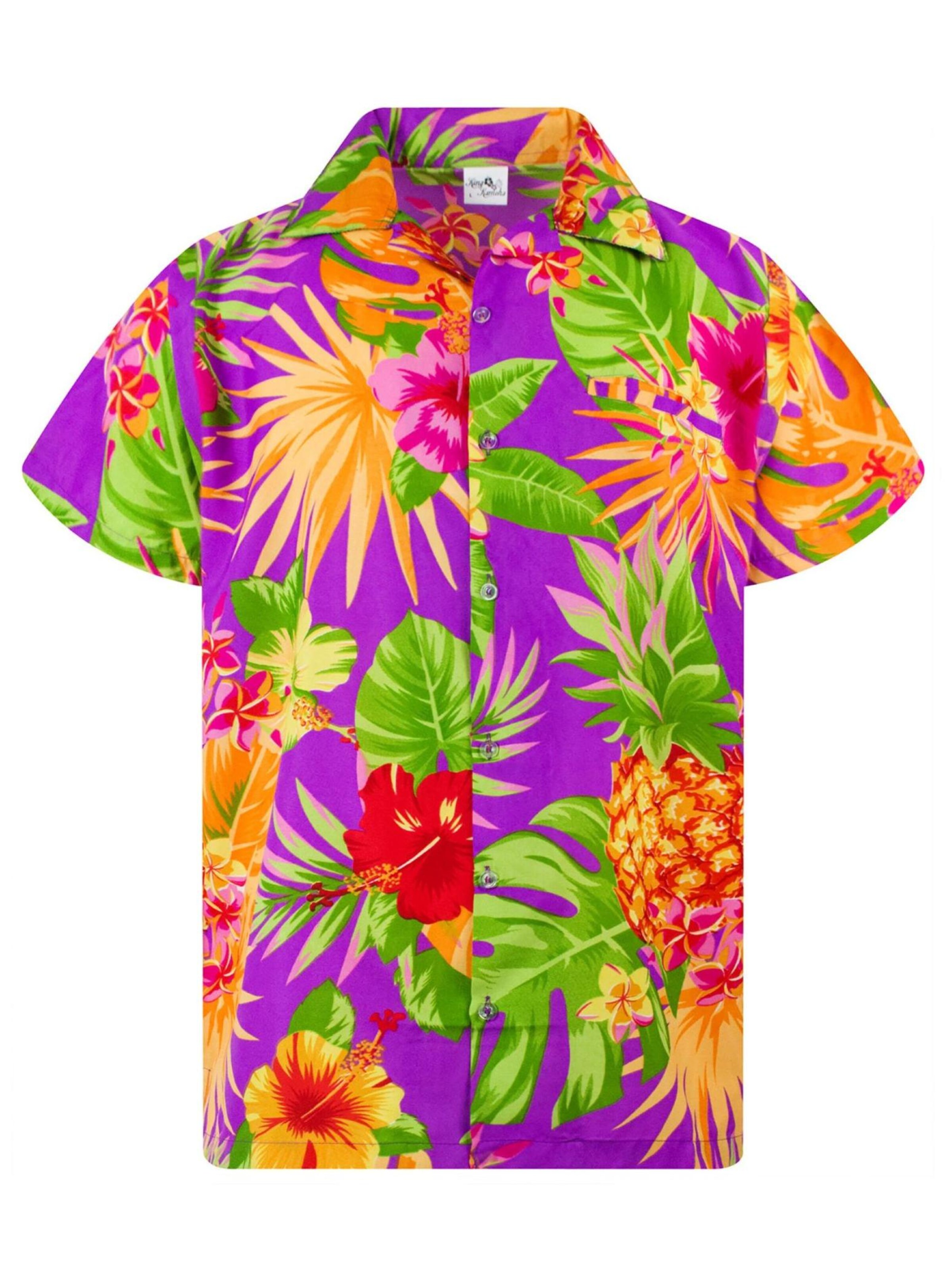 King Kameha Shirt 'Pineapple'‌‌‌‌‌ in Lila: Vorderseite