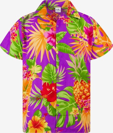 King Kameha Shirt 'Pineapple' in Purple: front