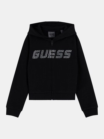 GUESS Zip-Up Hoodie in Black: front