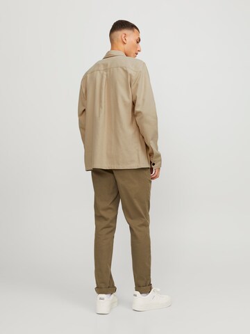 JACK & JONES Regular fit Button Up Shirt 'Croy' in Brown