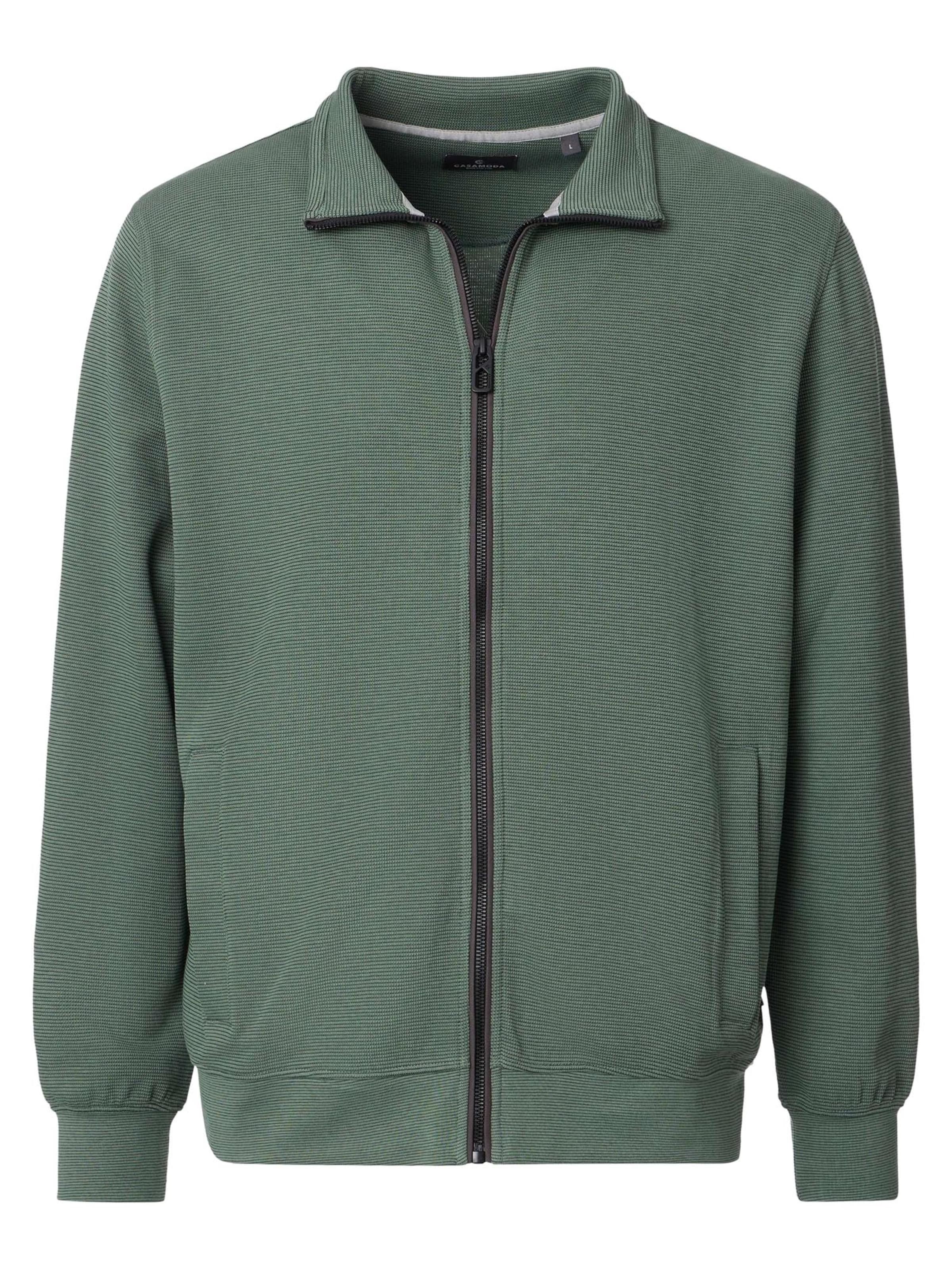 CASAMODA Zip-Up Hoodie 'Basic' in Green: front