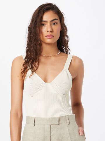 Gina Tricot Gebreide top 'Soleil' in Beige: voorkant