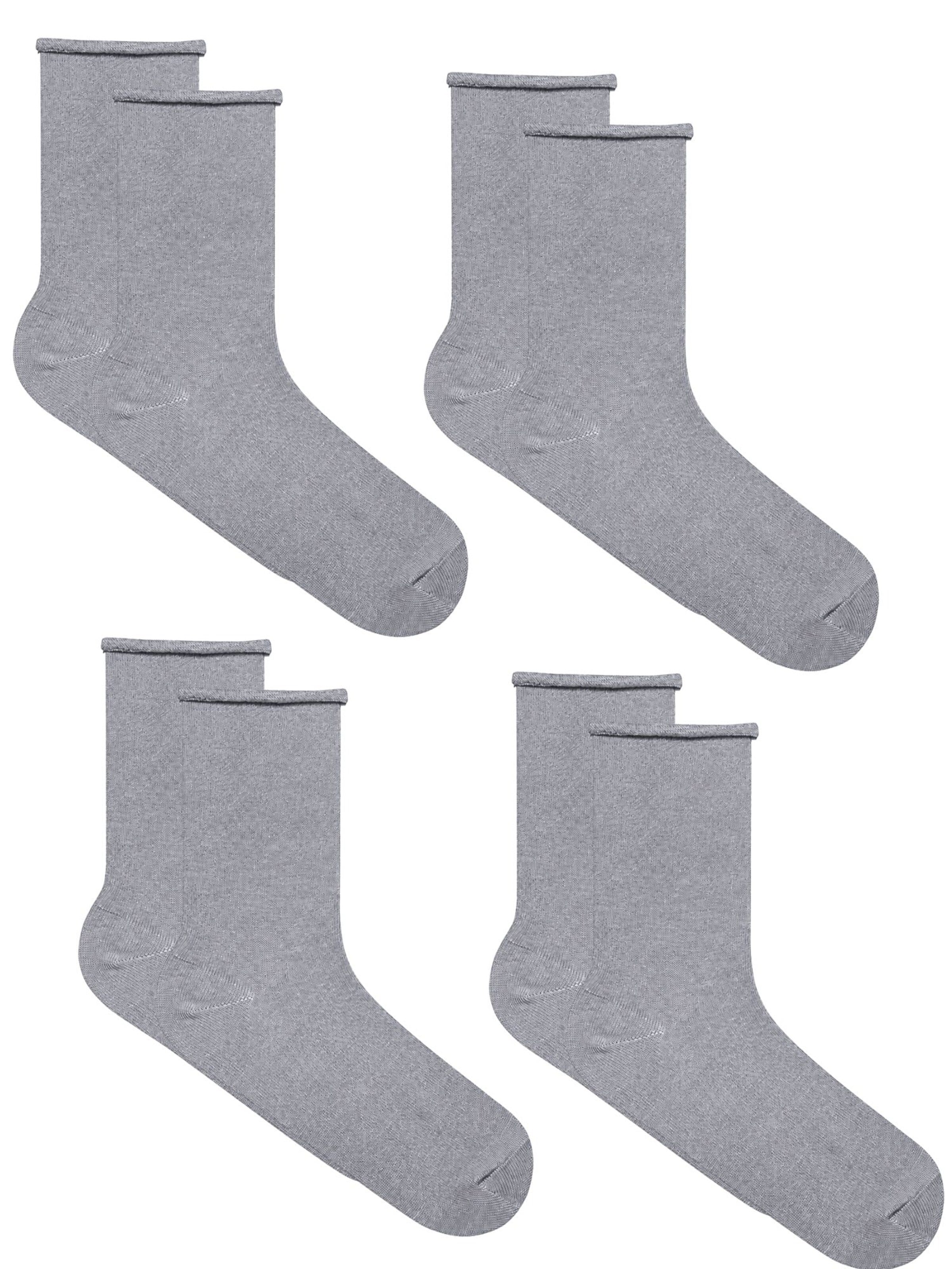 Albero Natur Socks 'Bio-Baumwoll-Socken mit Rollrand Unisex – 4er Pack' in Grey: front